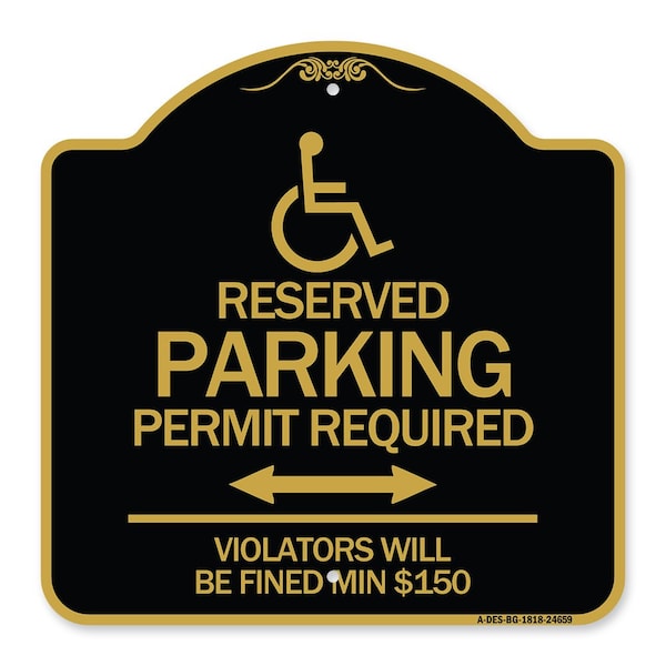 Signmission Connecticut Reserved Parking Permit Required Violators Fined Min $150 Alum, 18" x 18", BG-1818-24659 A-DES-BG-1818-24659 - main